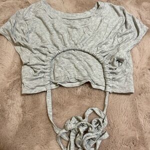 Stylish Gray Ruched Crop Top